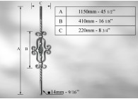 BALUSTRE # 14MM - LONGEUR 1150MM