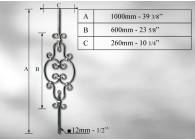 BALUSTRE # 12MM - LONGUEUR 1000MM