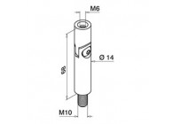 tige filetée orientable Ø 14, L=68mm,M10/M6 fileté