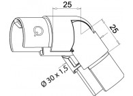 Raccord orientable (25-55°) vert. 30 mm,