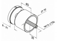 Adaptateur à verre, Ø 70mm, fixation plate