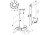 140962-248-02-12~~Baluster,D48,3x2mm,M8 tweezijdig,glasklem,H=989mm