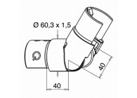 Raccord orient. de 25 à 55° ouvert. vers le haut