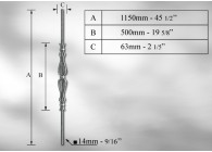 B1554~~SIERSPIJL # 14MM - LENGTE 1150MM