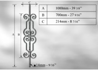 BALUSTRE # 14MM - LONGUEUR 1000 MM