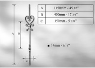 B0904~~SIERSPIJL # 14MM - LENGTE 1150MM