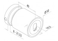 Adaptateur à verre Ø 50mm, fixation plate