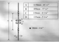 B0704~~SIERSPIJL # 14MM - LENGTE 1150MM