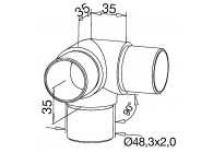 130304-248-12~~KNIEFITTING 90° + 1 UITGANG 90°, 48,3X2MM