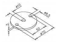 embase ronde à souder Ø 70x5mm pour barre Ø 10mm emb 8 pcs