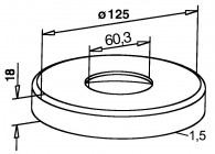 Cache embase pour tube  Ø 60,3mm,  Ø 125 x 18mm,