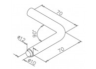 130815~~LEUNING STAF 90°, Ø 12MM, L=70MM,