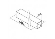 Tube carré 40x40x2mm, LL=2,5m,