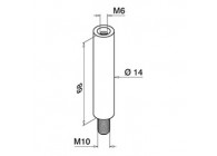 tige filetée Ø 14 mm, L=68mm, M10-M6 fileté,