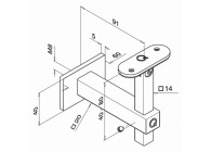 134145-000-12~~ARMRELINGSTEUN VARI. SQUARELINE, VOOR WANDBEVEST.,