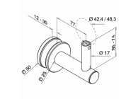 140148-044-12~~voor handrailing Ø42,4  48,3mm, RVS316 geborsteld