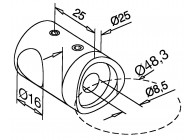 130840-048-12~~STAFHOUDER VOOR 16MM STAF, BUIS 48,3MM,