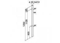 Poteau 90° (Ø42,4/2 mm), pré-percé M8 deux côtés,