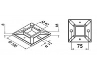 Embase à souder pour tube  40 x 40 x 2,0mm,