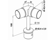 140736-242~~Variabele handrailingsteun voor buis Ø42,4mm