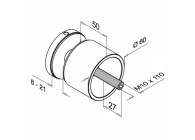 Entretoise Ø 60 mm pour vitrage, H = 50 mm