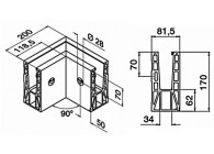 168531-01-18~~90° verbinder, Easy Glass Max, zijmontage,