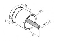 140747-030-12~~Glas adapter, Ø 50mm, vlakke aansluiting,