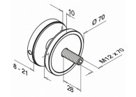 Adaptateur à verre, Ø 70mm, fixation plate