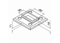 Embase à souder s/ tube rectangulaire 60x30x2,6mm