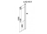 Poteau Ø42,4/2 mm, pré-percé M8 un côté,