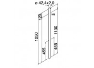 Poteau Ø42,4/2 mm, pré-percé M8 deux côtés,