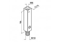 Tige carrée 14 mm, L = 68 mm,