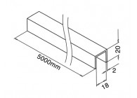 Main courante en alu, 18x20mm, 17,52mm, L=5000mm,