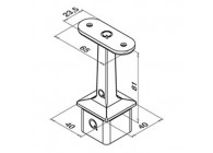 Support main courante plate/tube carré 40x40x2mm,