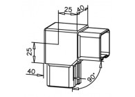 Raccord  90° pour tube 40x40x2mm,