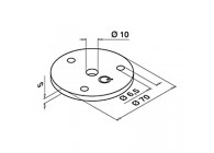 embase ronde à souder Ø 70x5mm pour barre Ø 10mm