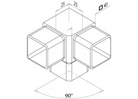 134304-12~~BUISVERBINDER 90°, + 1 AANSLUITING 90°,