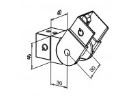 136342-040-01-12~~BUISVERBINDER VAR. OMLAAG, VOOR GLAS U-PROFIELBUIS