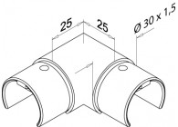 136333-12~~HOEKVERBINDER, Ø-30MM, RVS 304 GEBORSTELD