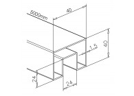 Tube à fond de gorge 40x40x1,5 mm, L=5000 mm