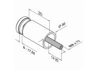 130746-030-12~~Glas adapter, Ø30mm, vlakke aansluiting,