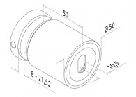 Adaptateur à verre Ø 50mm, fixation plate