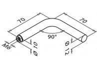 130813~~Leuning staf 90°, Ø 12mm, L=70mm,