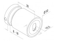 Adaptateur à verre Ø 50mm, fixation plate