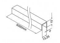 Profil en U 13,25x15mm, 5000mm, verre 12,76mm