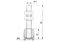 30-25~~DRAAIPUNT M12 EN MESSING GELEIDINGSROL 25 MM