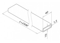 134900-041-25-12~~Platte buis 40 x 10 x 1,5mm, Lengte=2500mm