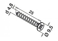 Croix encastré fraisée vis à tête (Ø9,5 mm),