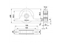 338I-100~~INBOUW WIEL  2 ROULEMENTEN, MONTAGESTEUN U-GROEF INOX