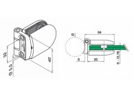 Charnière de portillon, fixat. s/tube Ø42,4 mm -